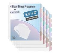 Mr. Pen - Protège-feuilles transparents avec 8 onglets, 2 ensembles, intercalaires en plastique pour classeur à 3 anneaux, intercalaires intercalaires multicolores