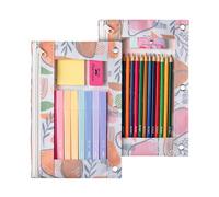 Mr. Pen Trousse à crayons en tissu avec 3 trous pour classeur Noir, Abstrait Abricot, Lot de 2, Moderne, pochette