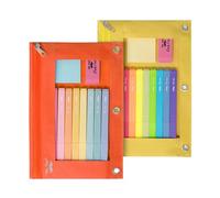 Mr. Pen Trousse à crayons en tissu avec 3 trous pour classeur, noir, lot de 2, couleurs jaune et orange, 2 trousses à crayons