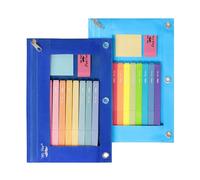 Mr. Pen Trousse à Crayons en Tissu avec 3 Trous pour classeur Noir, Nuances Bleues, 2 Pack, Pochette