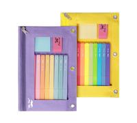 Mr. Pen - Trousse à Crayons pour classeur à 3 Anneaux, Lot de 2, Jaune et Violet, Pochette à Crayons à 3 Anneaux