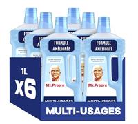 Mr. Propre Nettoyant Liquide Sol Multi-Usages, Grand Format (1L x6), Parfum Eucalyptus avec Bicarbonate de Soude, Élimine Jusqu'à 99.9% Graisse et Saleté, Sans Traces, Fraîcheur Longue Durée