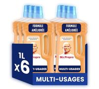 Mr. Propre Nettoyant Liquide Sol Multi-Usages, Grand Format (1L x6), Parfum Savon Noir & Fleurs d'Oranger, Élimine Jusqu'à 99.9% Graisse et Saleté, sans Traces, Fraîcheur Longue Durée