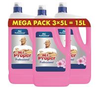 Mr. Propre Nettoyant pour Sol, Multi-Surfaces, 15L (3 x 5L), Fleurs de cerisier, Nettoie En Profondeur Et Retient La Saleté, pour une Brillance Durable