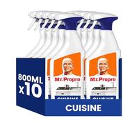 Mr. Propre Spray Dégraissant Cuisine, Grand Format (800ml x10), Parfum Mandarine, Élimine Jusqu’à 99.99% De La Saleté Et La Graisse Brûlée