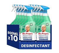 Mr. Propre Spray Désinfectant Nettoyant Multi-Usages, Grand Format (800ml x10), Parfum Fleurs De Pommier, Élimine Jusqu'à 99.9% Des Bactéries, Sans Traces ni Résidus Dangereux