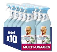 Mr. Propre Spray Nettoyant Multi-Usages, Grand Format (500ml x10), Parfum Eucalyptus avec Bicarbonate de Soude, Élimine 99.9% des Tâches Tenaces, Convient aux Surfaces Alimentaires