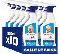 Mr. Propre Spray Nettoyant Salle De Bains, Grand Format (800ml x10), Parfum Fraîcheur Febreze, Élimine Jusqu’à 99.99% Des Résidus De Savon Et Des Dépôts De Calcaire