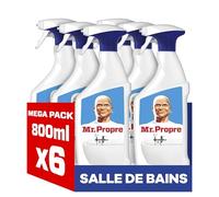 Mr. Propre Spray Nettoyant Salle De Bains, Grand Format (800ml x6), Parfum Fraîcheur Febreze, Élimine Jusqu’à 99.99% Des Résidus De Savon Et Des Dépôts De Calcaire