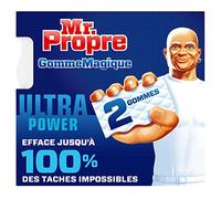 Mr. Propre Ultra Power Gomme Magique, Lot de 2, Élimine les Taches Tenaces de Crayon, de Graisse de Cuisine et Saleté des Jantes, Pour Toute la Maison, Nettoyage avec de l'Eau Uniquement