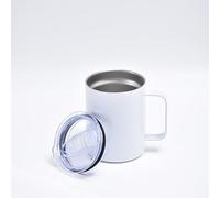 MR.R 1 tasse à café par sublimation de 355 ml, en acier inoxydable avec couvercle coulissant, tasse de camping à double paroi sous vide avec poignée, blanc, boissons chaudes et froides