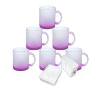 MR.R 11 oz Lot de 6 blancs de sublimation Mug en verre violet givré, tasses à café avec poignée pour transfert de revêtement thermique thermique