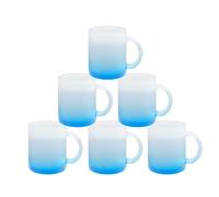 MR.R 11 oz Lot de 6 tasses en verre bleu dépoli pour sublimation, tasses à café avec poignée pour transfert de revêtement thermique thermique