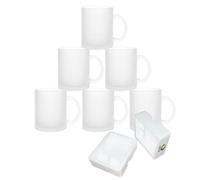MR.R 11 oz Lot de 6 tasses en verre dépoli pour sublimation, tasses à café avec poignée pour transfert de revêtement thermique thermique