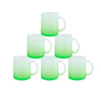 MR.R 11 oz Lot de 6 tasses en verre vert givré pour sublimation, tasses à café avec poignée pour transfert de revêtement thermique thermique