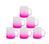 MR.R 11 oz Lot de 6 tasses en verre vierges de sublimation, tasses à café avec poignée pour transfert de revêtement thermique thermique (Rose rouge)