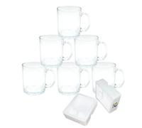 MR.R 11 oz Sublimation Blancs Verre Transparent Tasse, Tasses À Café avec Poignée pour Transfert De Revêtement Thermique, Lot de 6
