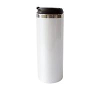 MR.R 15oz Sublimation Blanks Gobelet avec Couvercle, Bouteille D'eau Isolée Sous Vide À Double Paroi En Acier Inoxydable Tasse Droite, Tasse À Café Enduite De Poudre Durable, Blanc, 450 ml