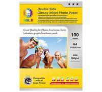 MR.R 260gsm 100 feuilles format A4 papier photo brillant jet d'encre imprimable double face feuilles photo blanches brillantes imperméables à séchage instantané