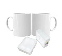 MR.R Lot de 2 tasses à café en céramique blanche pour lave-vaissage avec sublimation, tasse en céramique vierge classique pour le lait, le thé, le cola et l'eau avec emballage sûr