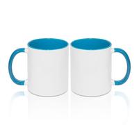 MR.R Lot de 2 tasses à café vierges de 325 ml avec intérieur et poignée de couleur bleu clair