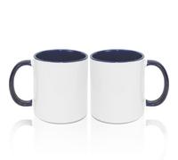 MR.R Lot de 2 tasses à café vierges de 325 ml avec intérieur et poignée de couleur bleu foncé