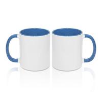 MR.R Lot de 2 tasses à café vierges de 325 ml avec intérieur et poignée de couleur bleue