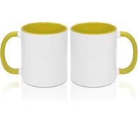MR.R Lot de 2 tasses à café vierges de 325 ml avec intérieur et poignée de couleur jaune
