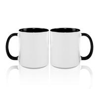 MR.R Lot de 2 tasses à café vierges de 325 ml avec intérieur et poignée de couleur noire