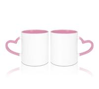 MR.R Lot de 2 tasses à café vierges de 325 ml avec intérieur rose et poignée en forme de cœur