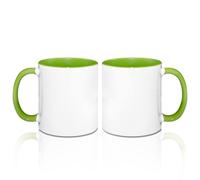 MR.R Lot de 2 tasses à café vierges pour sublimation - 325 ml - Tasse blanche avec intérieur et poignée verts