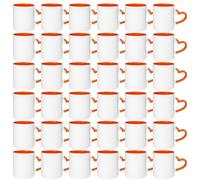 MR.R Lot de 36 tasses à café vierges de 325 ml avec intérieur orange et poignée en forme de cœur