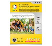 MR.R Lot de 50 feuilles de papier photo double face avec revêtement brillant 300 g/m² pour impression jet d'encre Format A4 210 x 297 mm