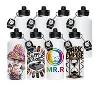 MR.R Lot de 8 bouteilles blanches en aluminium pour sublimation - 600 ml - Pour impression par transfert à chaud