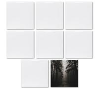 MR.R Lot de 8 carreaux de céramique blancs brillants 15 x 15 cm pour impression par transfert à chaud, cadre photo personnalisé mariage, cadeau anniversaire, décoration