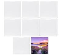 MR.R Lot de 8 carreaux de céramique blancs brillants de 20 x 20 cm pour impression par transfert à chaud, cadre photo personnalisé pour mariage, cadeau d'anniversaire, décoration (20 x 20 cm)