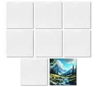 MR.R Lot de 8 dessous-de-verre en céramique pour travaux manuels, 10 × 10 cm, blanc brillant pour presse à chaud