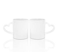 MR.R Matières premières pour sublimation, résistantes au lave-vaisselle, tasses à café en céramique blanche, 325 ml, céramique vide, gobelet classique avec poignée en forme de cœur, pour le lait, le