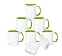 MR.R Sublimation Blanks Lave-vaisselle Tasses à café en céramique avec tasse de couleur verte intérieure et poignée tasse à boire tasse pour lait thé eau cola, 11 oz, lot de 6