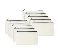 MR.R Sublimation Lot de 10 Sacs en Toile avec Fermeture éclair Trousse à Crayons en Toile Trousse de Maquillage Vierge pour Sublimation 8,27 x 5,12" 13 x 21 cm (Fermeture éclair Noire)