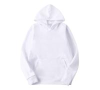 MR.R Sublimation Polyester Blanc Blanc Sweat À Capuche Sweat Tissu Unisexe Style Pull Casual Solide Couleur Sports Outwear Sweats,L Taille (XXXL)