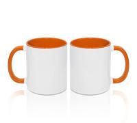 MR.R Tasses à café blanches par sublimation de 11 oz, tasse blanche avec intérieur orange et poignée, lot de 2