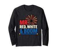 Mr Red White and Boom Funny 4th Couples Matching USA Manche Longue