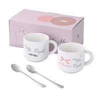 Mr Right Mrs Always Right Tasses à Café en Céramique, Cadeau de Mariage pour Mariée et Le Marié, Assortiment de 2 Mr and Mrs pour mariage, Saint-Valentin, fiançailles, anniversaire, cadeau de Noël