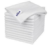 MR.SIGA 12 Chiffons de Nettoyage, Serviettes Microfibre Tout Usage, Blanc | Chiffons en Microfibre Polyvalents et Ultra Absorbants pour le Ménage, Torchon de Nettoyage Réutilisables, 32 x 32 cm
