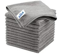 MR.SIGA 12 Chiffons de Nettoyage, Serviettes Microfibre Tout Usage, Gris | Chiffons en Microfibre Polyvalents et Ultra Absorbants pour le Ménage, Torchon de Nettoyage Réutilisables, 32 x 32 cm