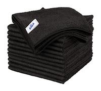 MR.SIGA 12 Chiffons de Nettoyage, Serviettes Microfibre Tout Usage, Noir | Chiffons en Microfibre Polyvalents et Ultra Absorbants pour le Ménage, Torchon de Nettoyage Réutilisables, 32 x 32 cm