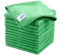 MR.SIGA 12 Chiffons de Nettoyage, Serviettes Microfibre Tout Usage, Vert | Chiffons en Microfibre Polyvalents et Ultra Absorbants pour le Ménage, Torchon de Nettoyage Réutilisables, 32 x 32 cm