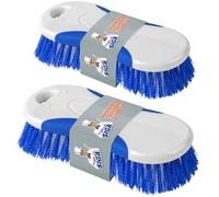 MR.SIGA Brosse à Récurer Multi-Usages, avec Poignée Confort, Lot de 2 | Brosse Ménage aux Poils Résistants Offrant un Excellent Pouvoir Nettoyant, pour Cuisine, Salle de Bains, Douche, Blanc & Bleu