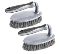 MR.SIGA Brosse à Récurer Usage Intensif avec Poignée Ergonomique, Lot de 2 | Brosse à Ménage à Poils Durs, Brosse Cuisine avec Poignée Confortable, pour Salle de Bain, Douche, Gris